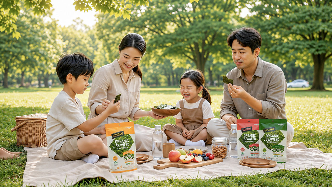 A family enjoying HaeLove laver in the park